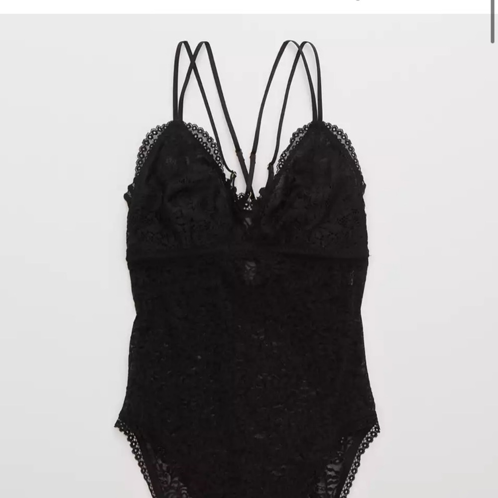 Black Aerie Far Out Lace Bodysuit